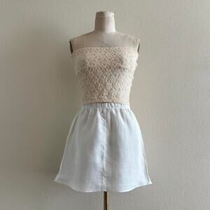 handmade white linen mini skirt